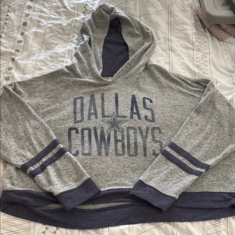 Dallas Cowboys Gray cropped Hooded Sweater